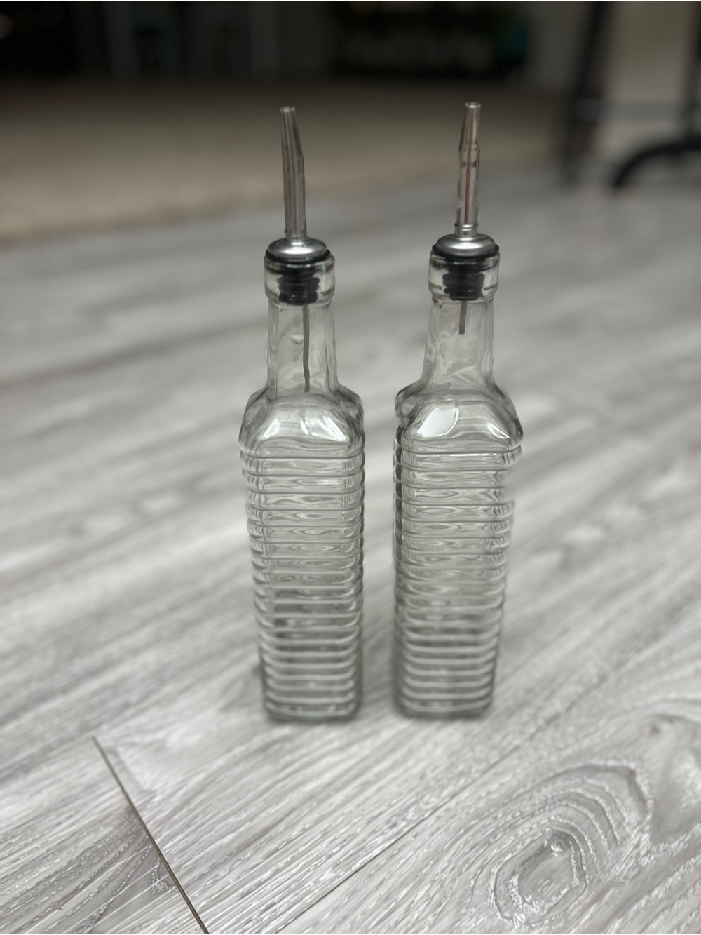 Clear Glass Olive Oil Pourer Bottle Set - 2 Pack